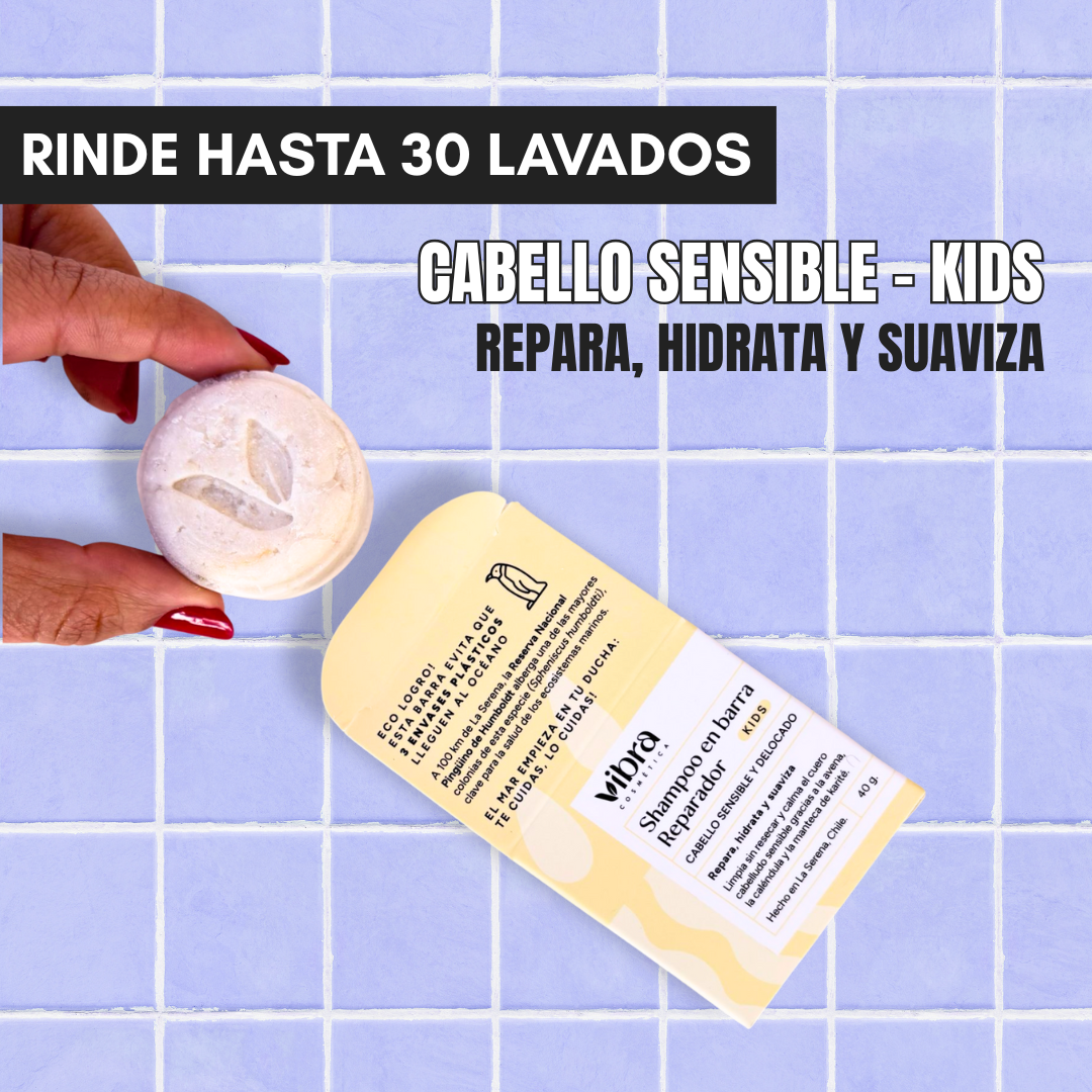 Shampoo sólido reparador  – cabello sensible y dañado | kids (40 y 80 g)