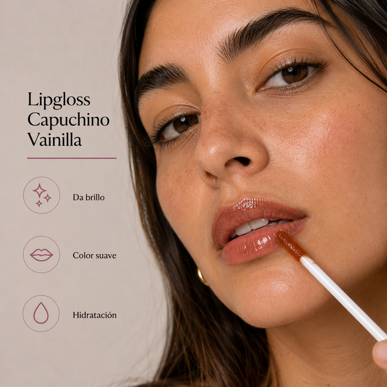 Lipgloss Natural Vegano Nude – Sabor Capuchino Vainilla | 10 ml - NUEVO FORMATO!