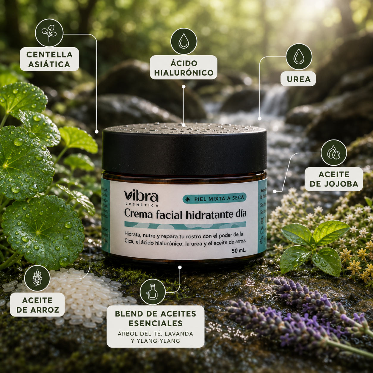 Crema Facial Hidratante Día (piel mixta a seca)