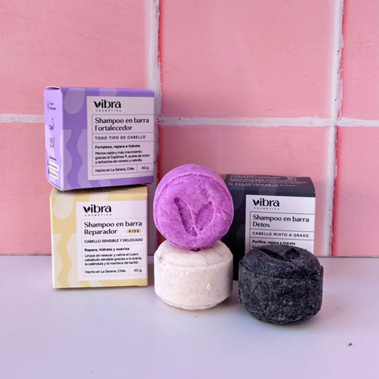 Pack Familiar 3 Shampoos Sólidos – Detox, Fortalecedor y Reparador (80 g c/u)